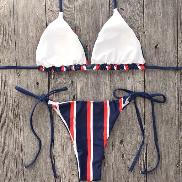 Navy Strip Bikini - Picture 5 of 7